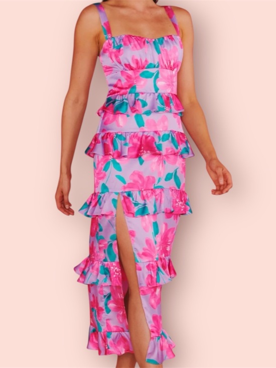 Show Me Your MuMu Monique Floral Tiered Ruffle Midi Dress - Picture 9 of 9